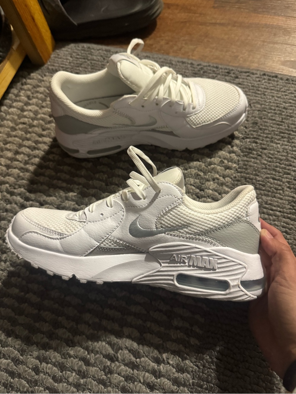 Nike Kids White and Light Gray Air Max Sneakers
